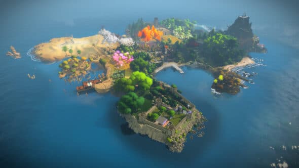 A screenshot of The Witness (video game) showing the game's map, which depicts a large island