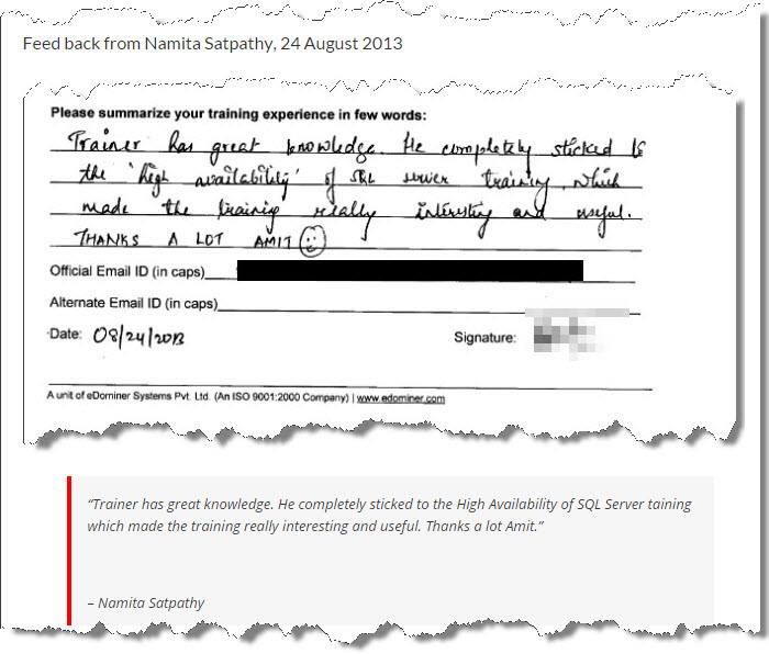 SQL Server Training, SQL Server High Availability, Pune August 2013