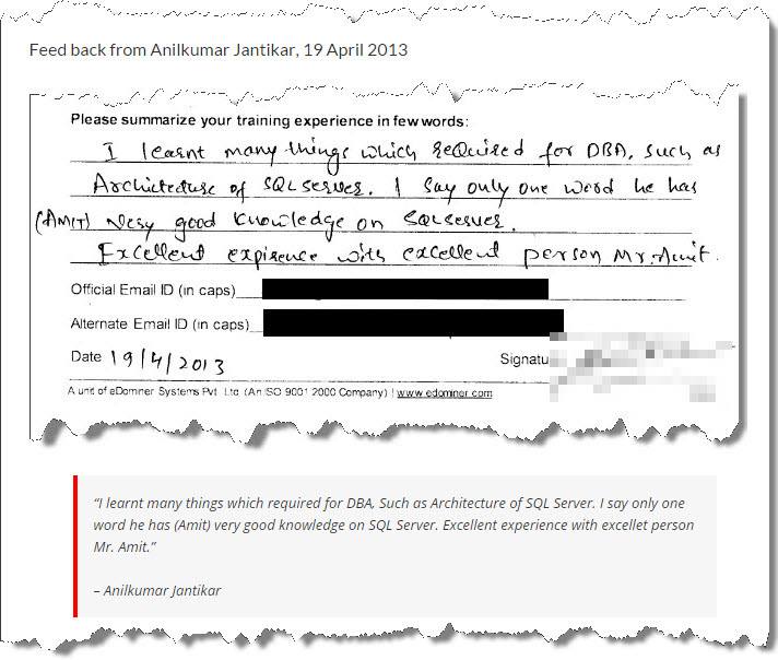 SQL Server Training, SQL Server 2012, Bangalore April 2013