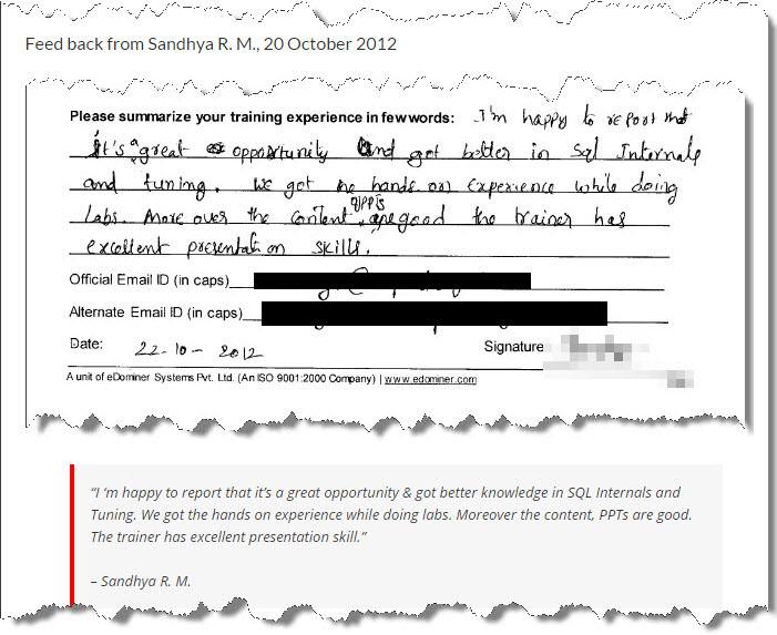 SQL Server Training, SQL Server Performance Tuning, Hyderabad October 2012