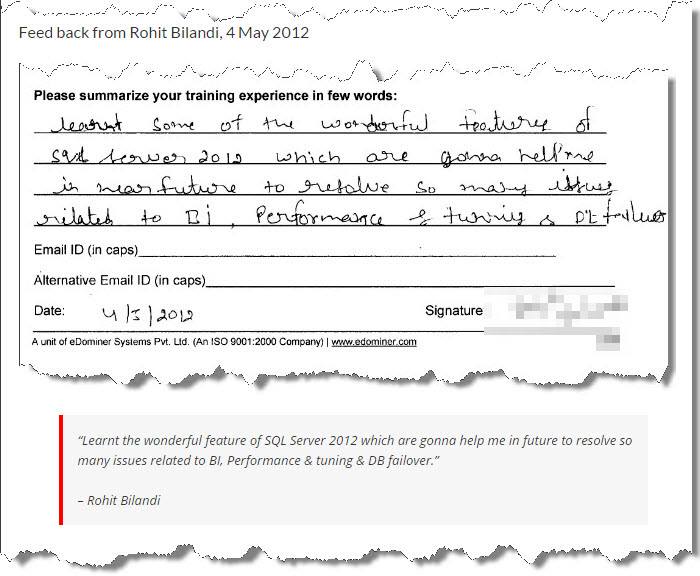 SQL Server Training, SQL Server Business Intelligence, Gurgaon May 2012