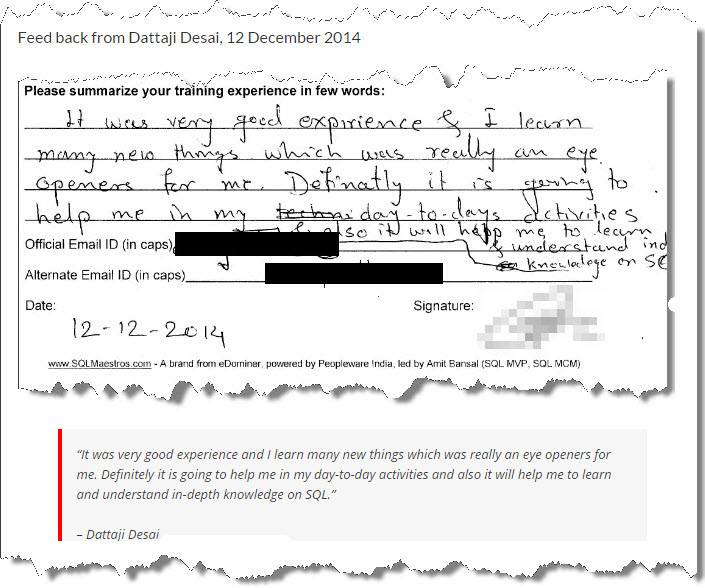 SQL Server Performance Tuning Master Class, Bangalore December 2014