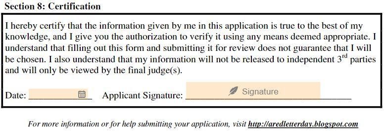 Girlfriend application form signature