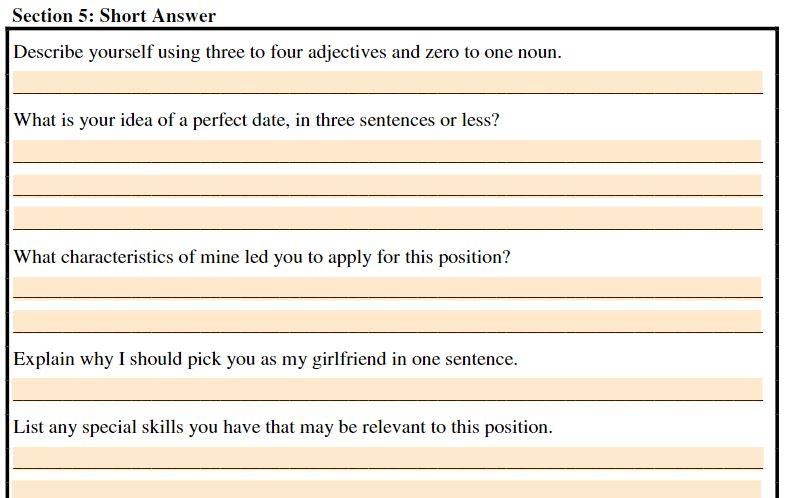 Girlfriend application form section 5