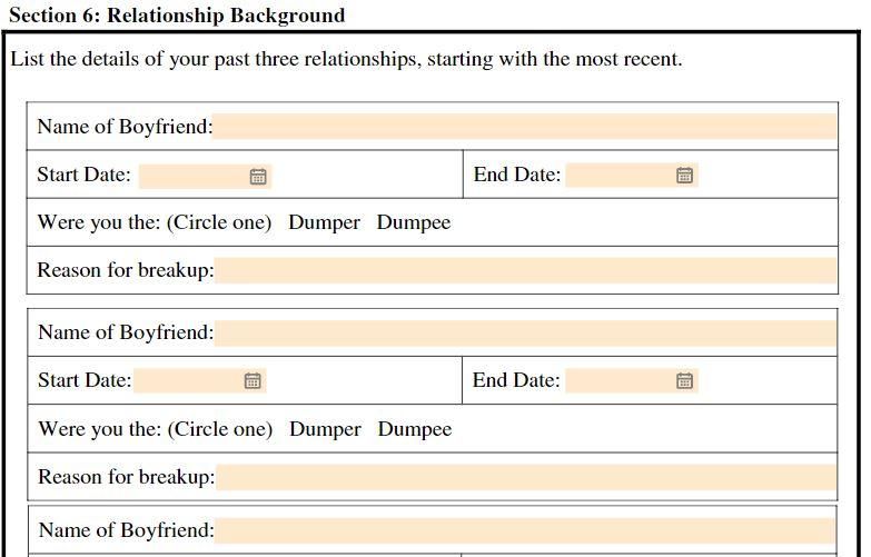 Girlfriend application form section 6