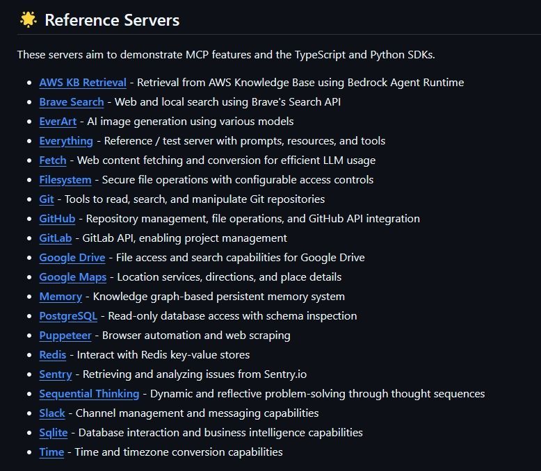 list of mcp servers