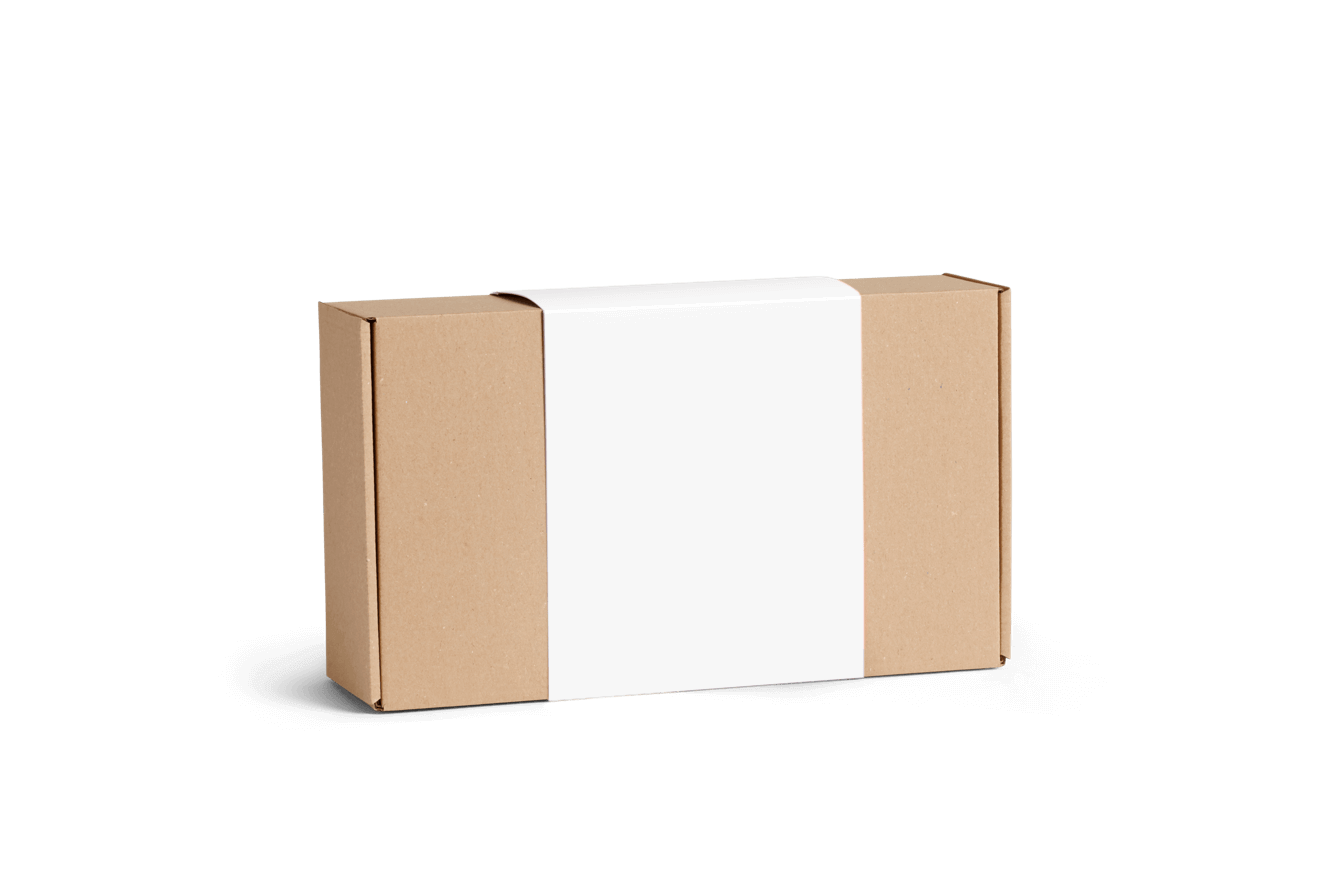 Boîte d'expédition en carton ondulé avec bandeau en papier cartonné