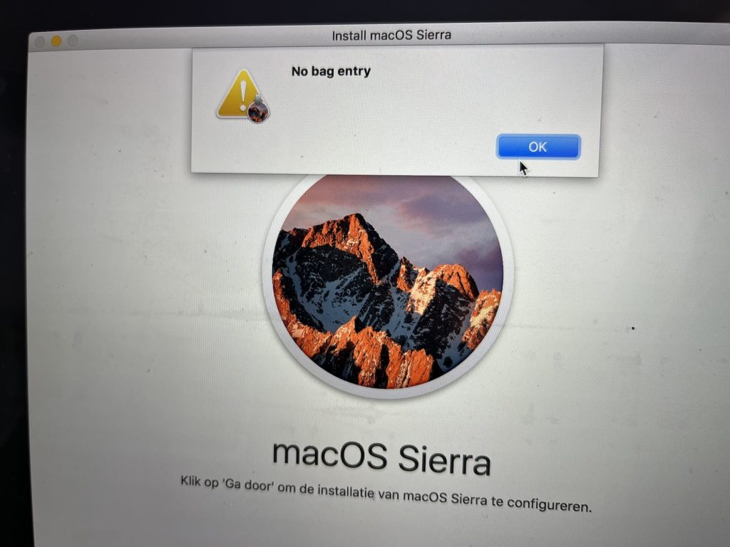 macOS Sierra No Bag Entry