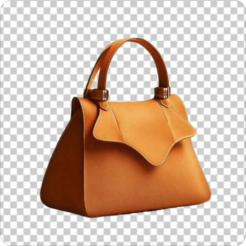 get the transparent background of caramel leather women's handbag