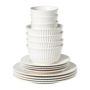 Serviesset streep - wit - 16-delig