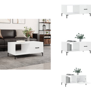 vidaXL Salontafel - Salontafels - Tafel - Bijzettafel - Salontafel 90x50x40 cm bewerkt hout hoogglans wit