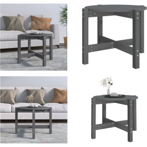 vidaXL Salontafel Ø 62,5x45 cm massief grenenhout grijs - Salontafel - Salontafels - Tafel - Bijzettafel