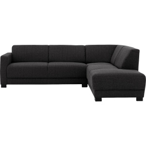 Goossens Bank My Style zwart, stof, 2,5-zits, stijlvol landelijk met chaise longue rechts