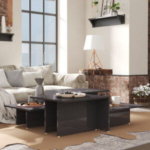 vidaXL Salontafels 2 st 111,5x50x33 cm bewerkt hout hoogglans grijs