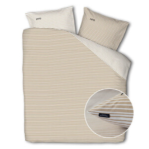 Dekbedovertrek McGregor - Tweepersoons (200x240 cm) - Beige Flanel - Dessin: Strepen - McGregor - Dekbed-Discounter.nl
