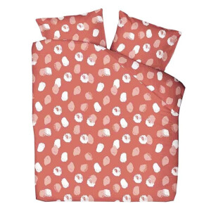 Dekbedovertrek Katoen - Tweepersoons (200x200 cm) - Rood Flanel - Dessin: Stippen - Presence - Dekbed-Discounter.nl