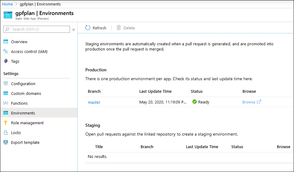 Static Web App service: production environment is ready Static Web App service: production environment is ready