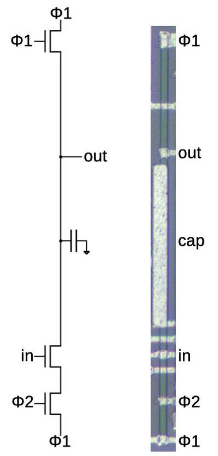 An inverter on the die of the calculator chip. An inverter on the die of the calculator chip.