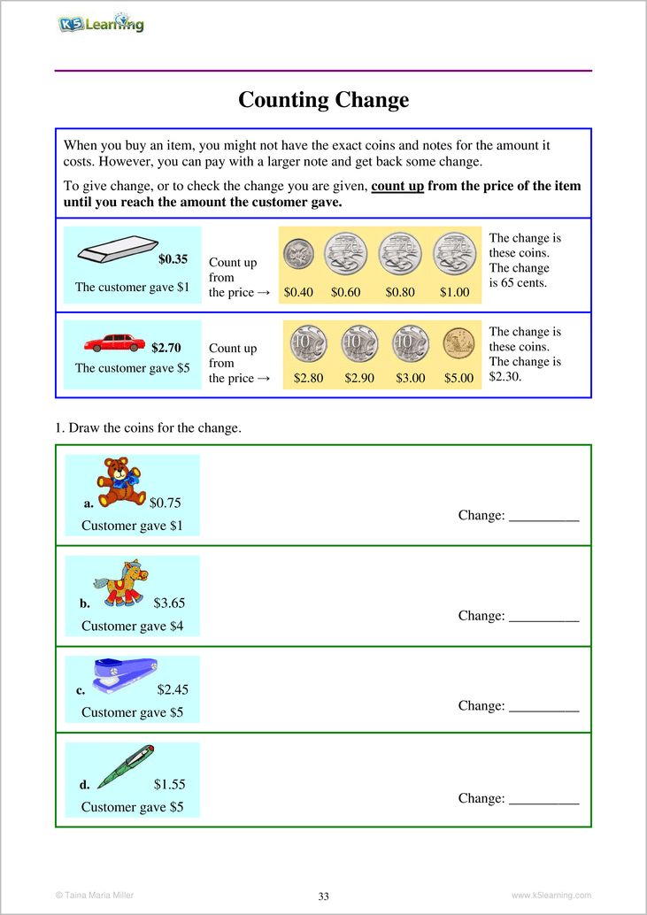 Australian Money - Sample Page