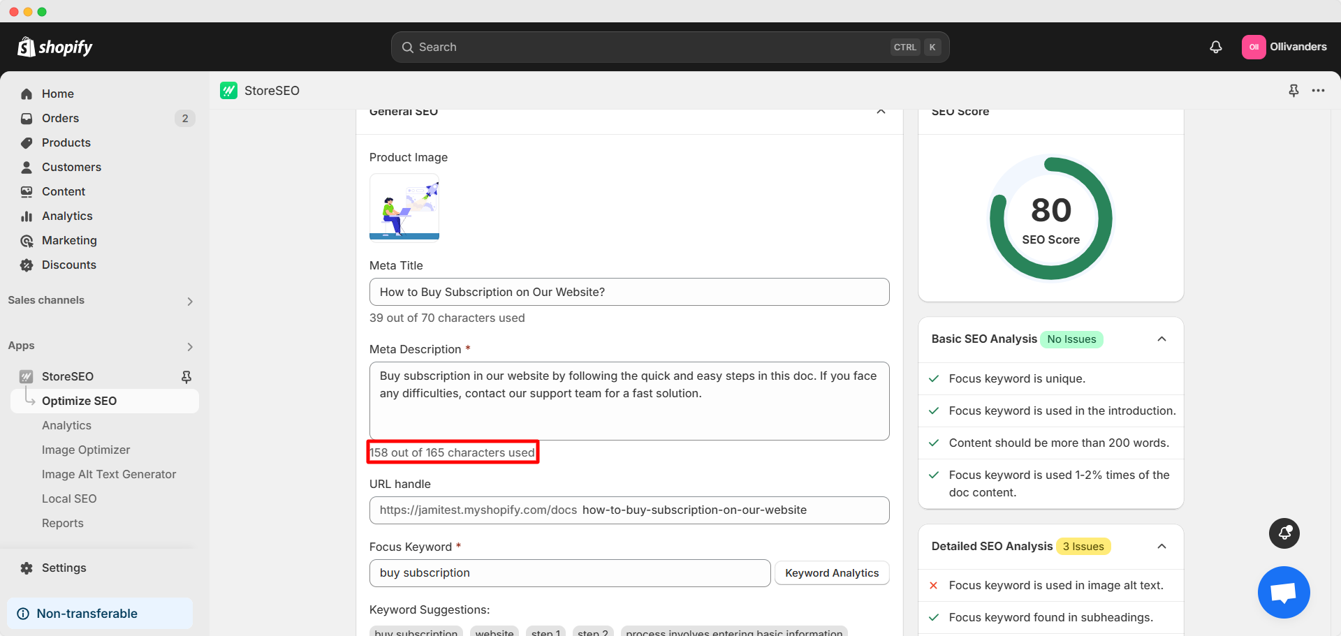 Comment optimiser BetterDocs pour les documents Shopify avec StoreSEO ? 16 Meta description must be within 160 characters