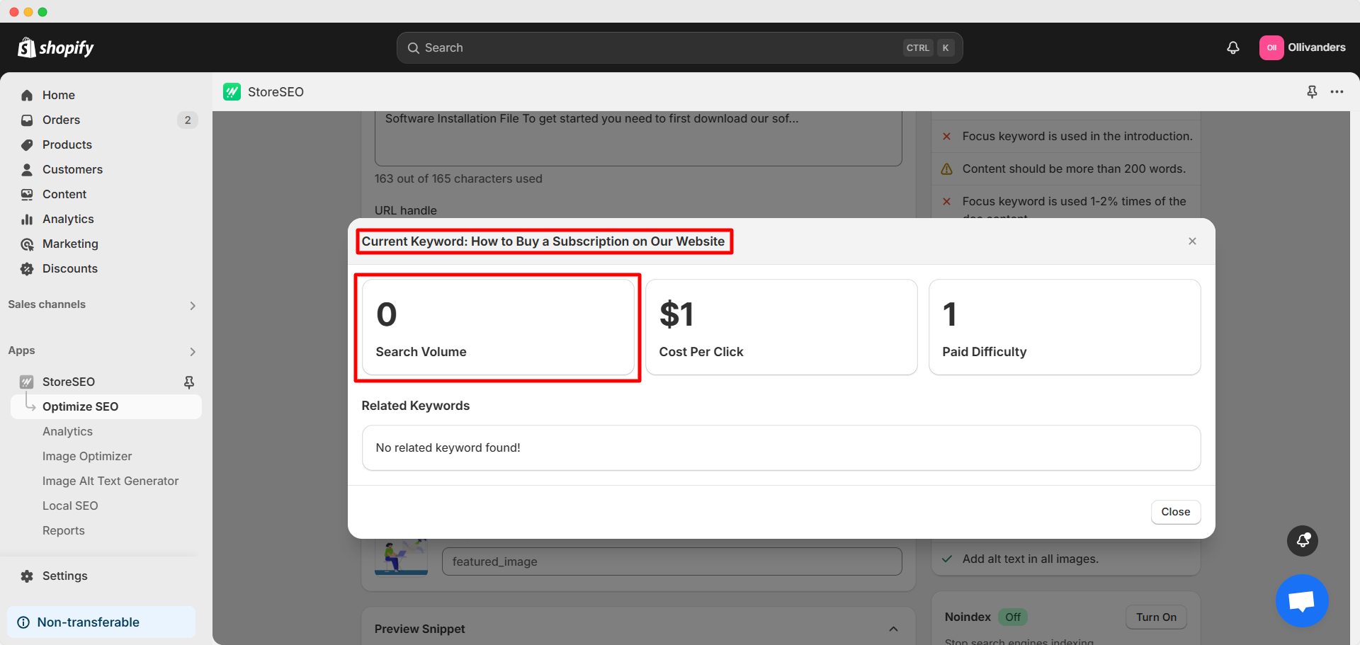 Comment optimiser BetterDocs pour les documents Shopify avec StoreSEO ? 4 Focus keyword is unique 1
