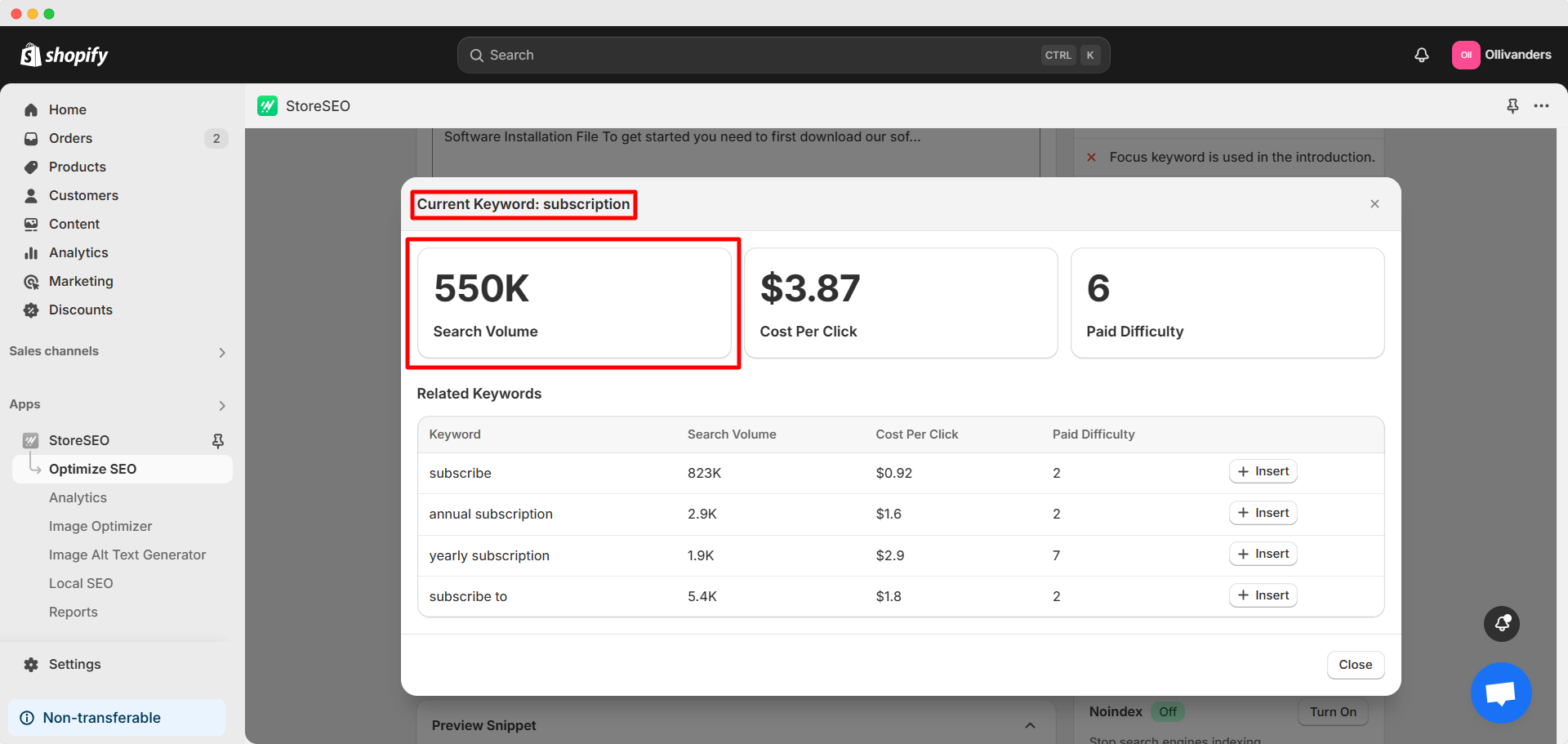 Comment optimiser BetterDocs pour les documents Shopify avec StoreSEO ? 5 Focus keyword is unique 2