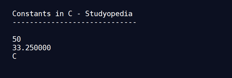 Constants in C language