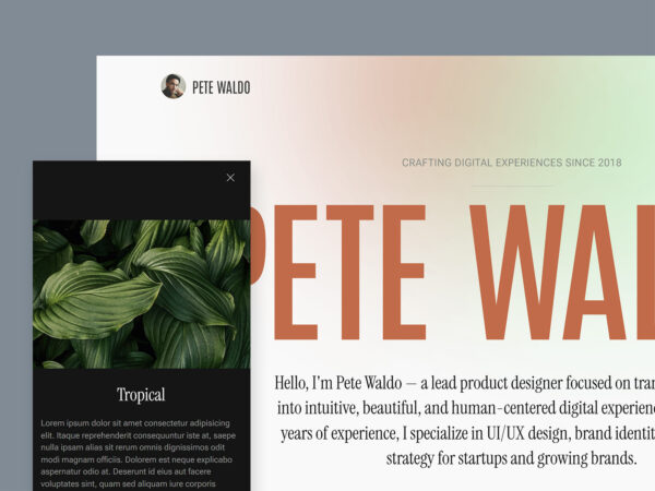 Waldo free personal HTML template desktop and mobile preview