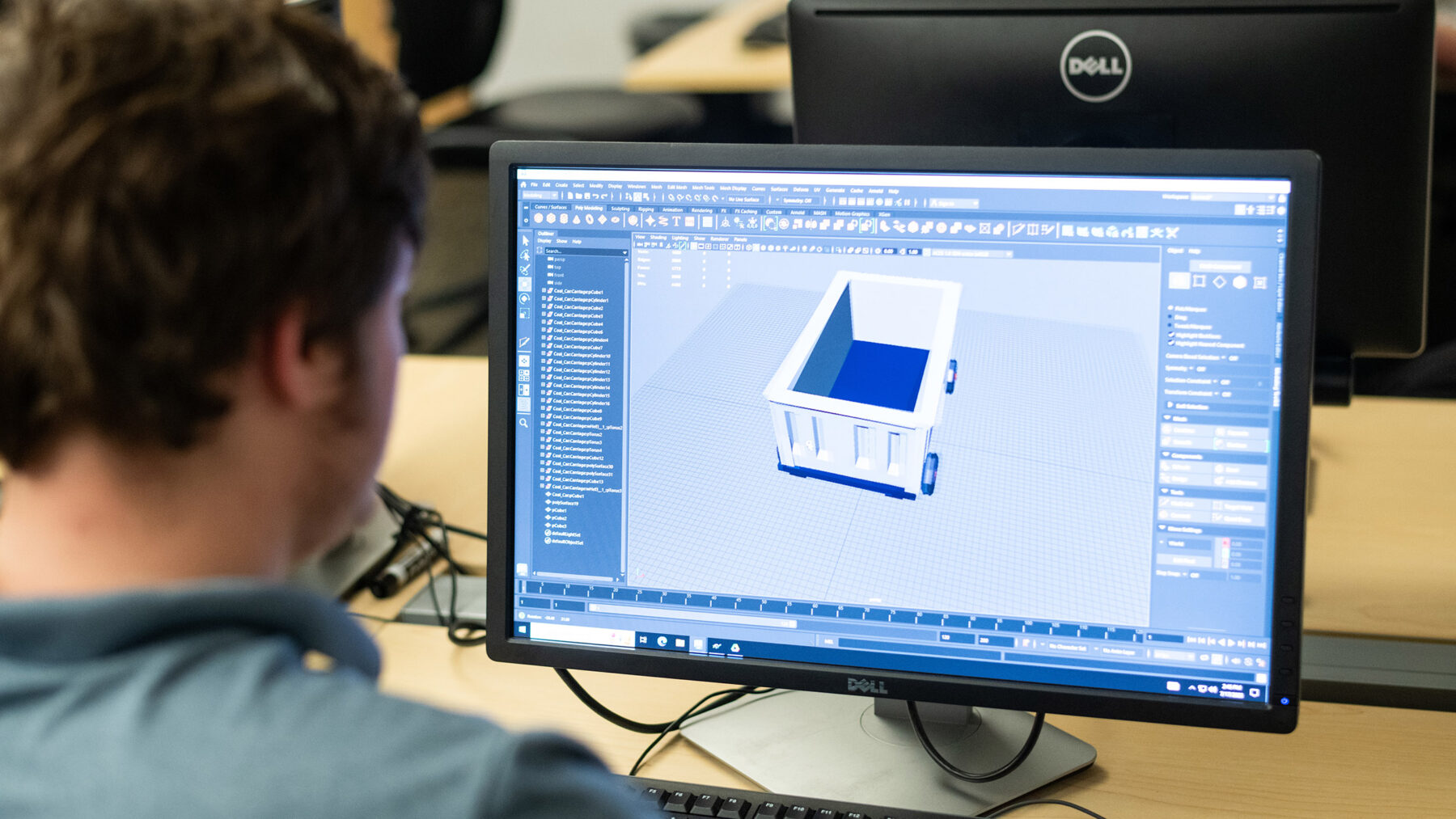 pre-college student works on a 3D model