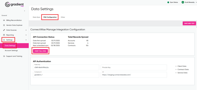 The_PSA_Configurations_menu_and_Full_Sync_Button