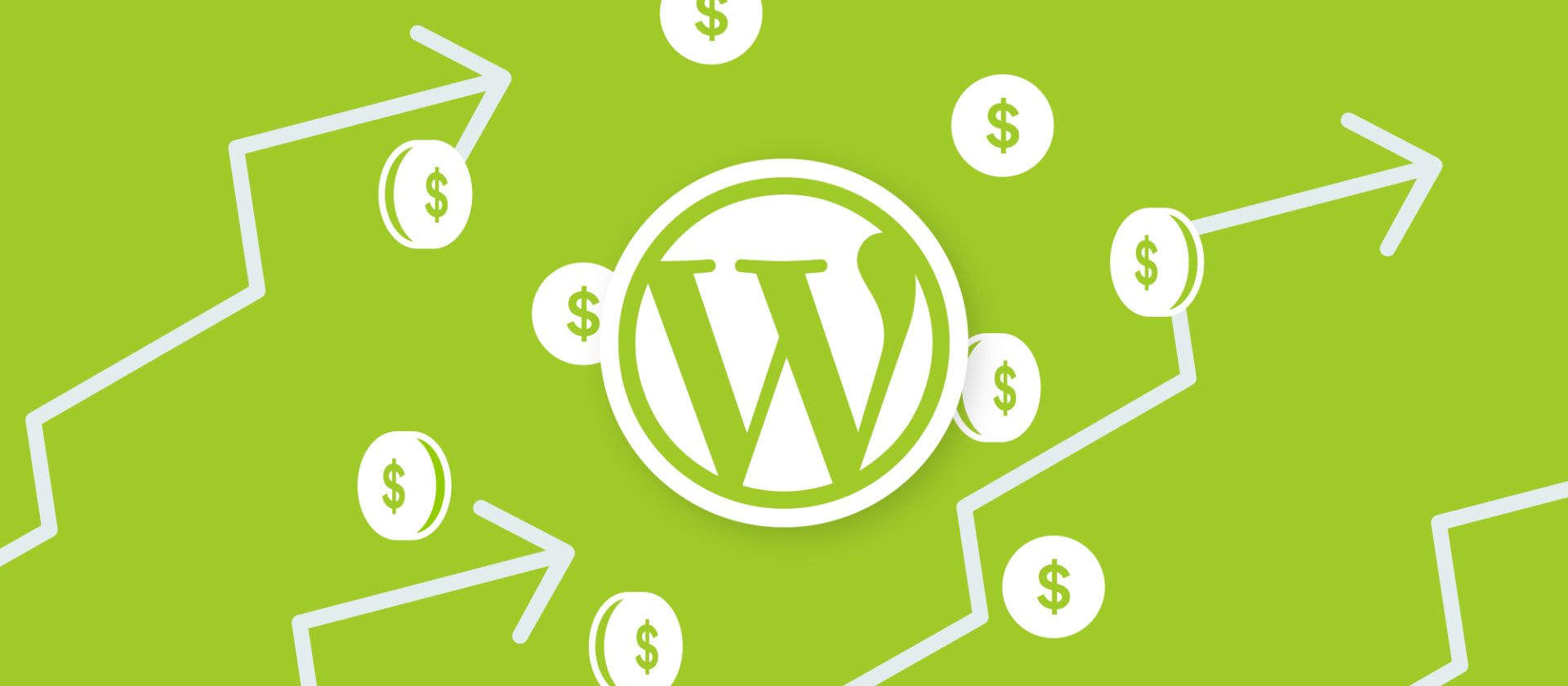 Website ROI: WordPress logo with dollar signs.