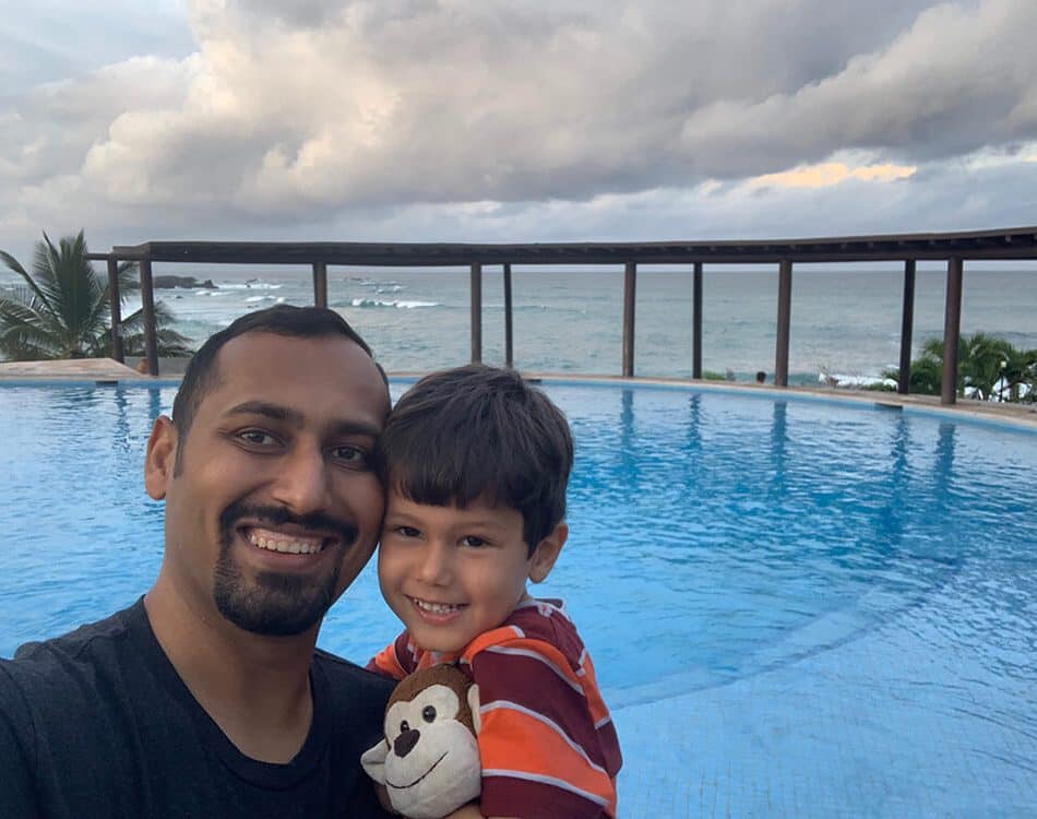 puntamitawithsollybypool - Syed Balkhi Taking a picture with Solomon at Punta Mita pool before we leave