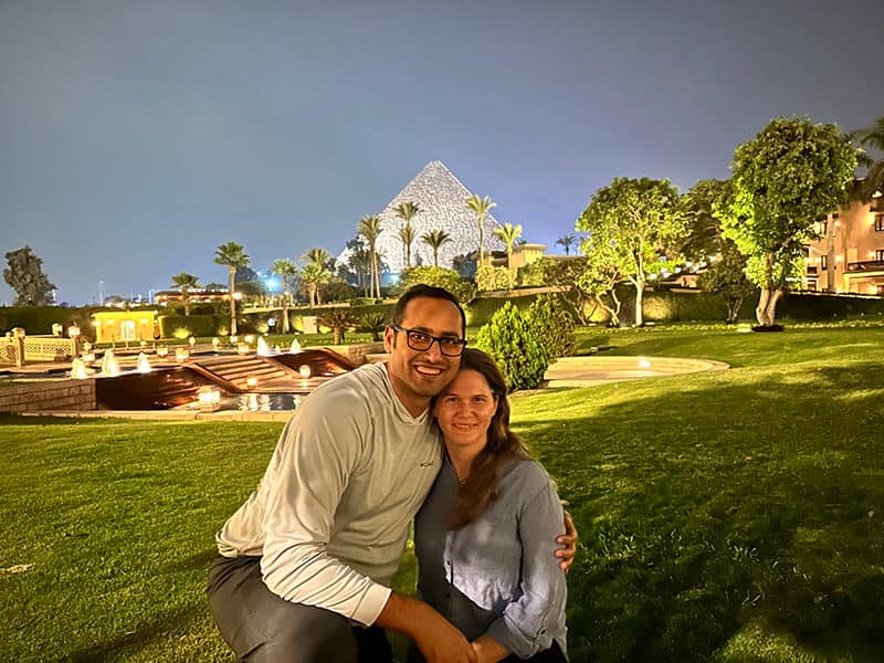 Marriot Mena House at Night with Pyramids in the background - Syed Balkhi Marriot Mena House at Night with Pyramids in the background