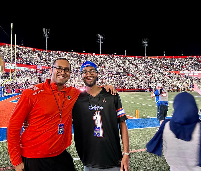 Syed and Zain - UF Football Game on Field 3rd quarter - Syed Balkhi Syed and Zain - UF Football Game on Field 3rd quarter