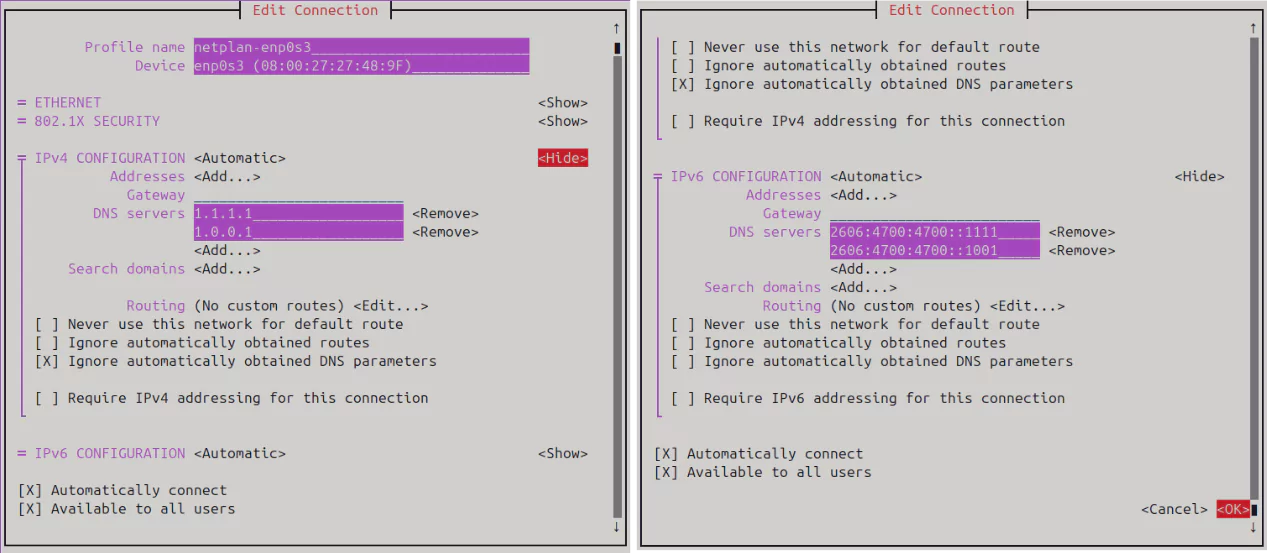 DNS on Linux - nmtui