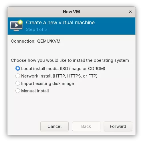 Install Windows 11 on KVM - Wizard Step 1