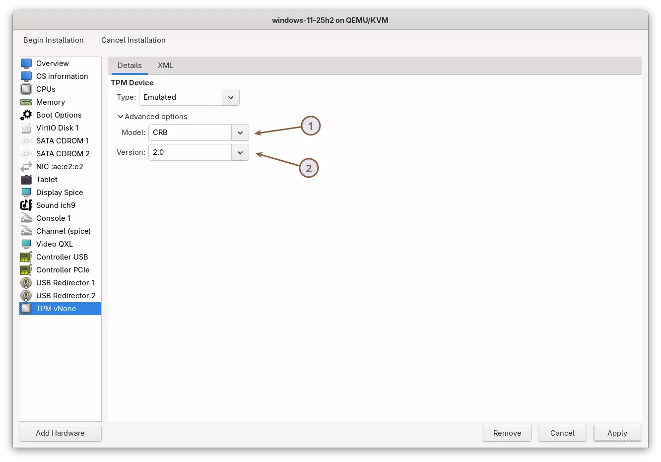 Install Windows 11 on KVM - TPM