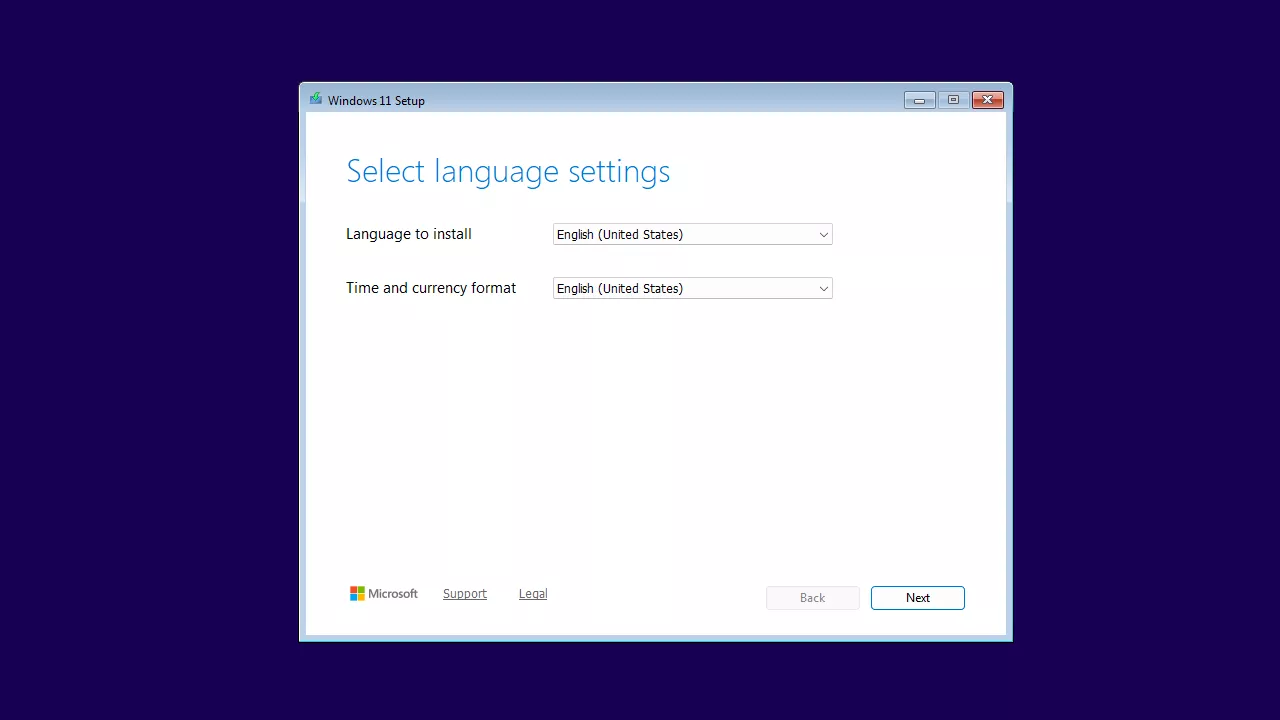 Install Windows 11 on KVM - Select Language