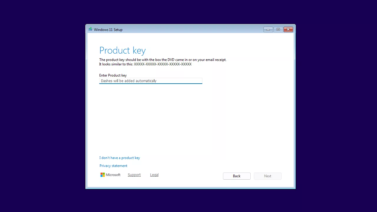 Install Windows 11 on KVM - Product Key