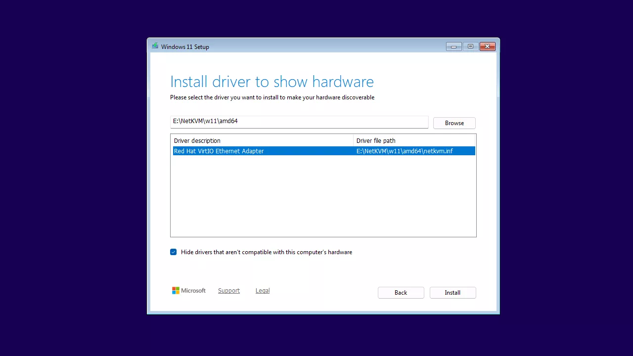 Install Windows 11 on KVM - NetKVM Driver
