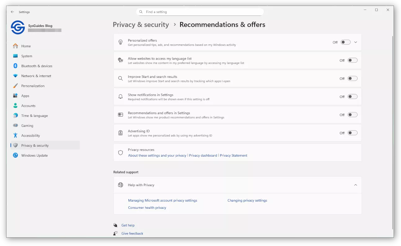 Install Windows 11 on KVM - Disable Offers