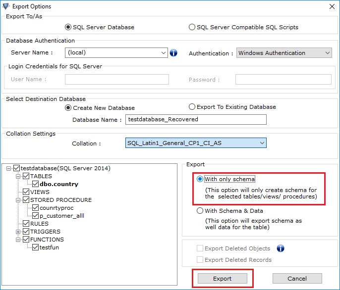 export to fix sql server error 26