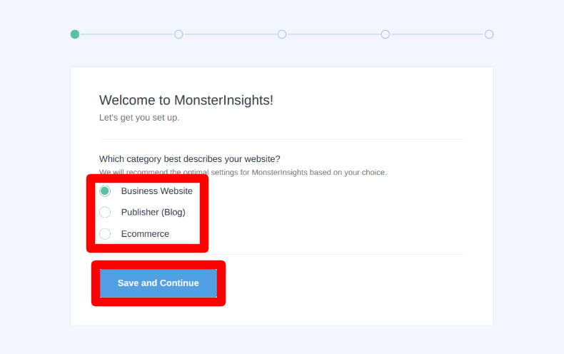MonsterInsightsの設定ウィザード2