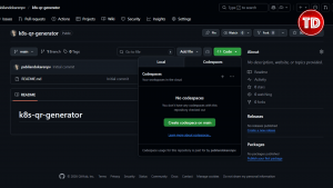 GitHub Code dropdown showing the Codespaces tab with a “Create codespace on main” button.