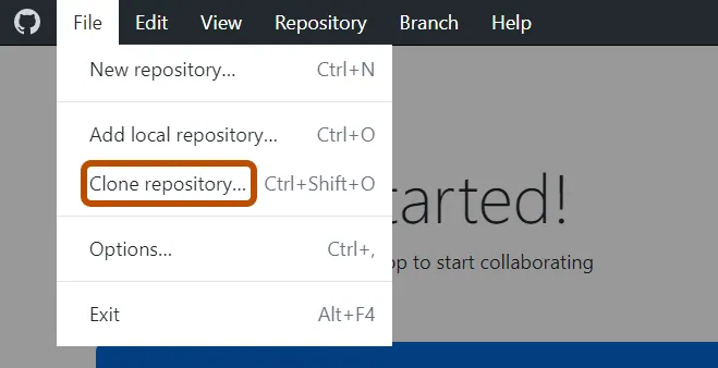 GitHub Desktop Cloning Repository Step 1