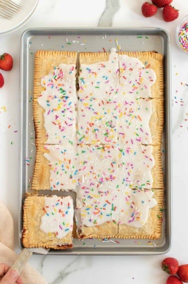 Homemade Strawberry Sheet Pan Pop Tart by The BakerMama