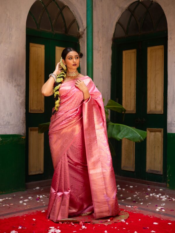 Baby Pink With Silver Zari Kanjeevaram Silk