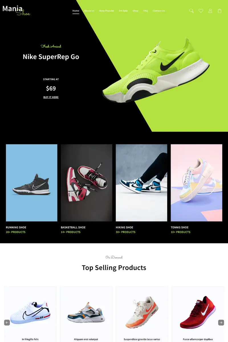 8+ Best Shoe Store WordPress Themes 2026 1 mania shoes 3864