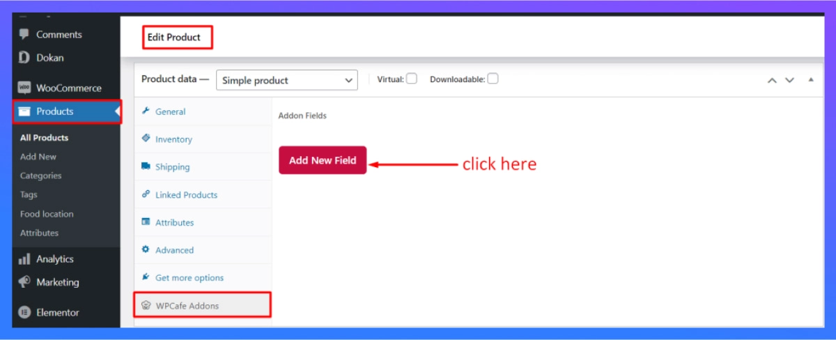 Individual single product’s add-on settings