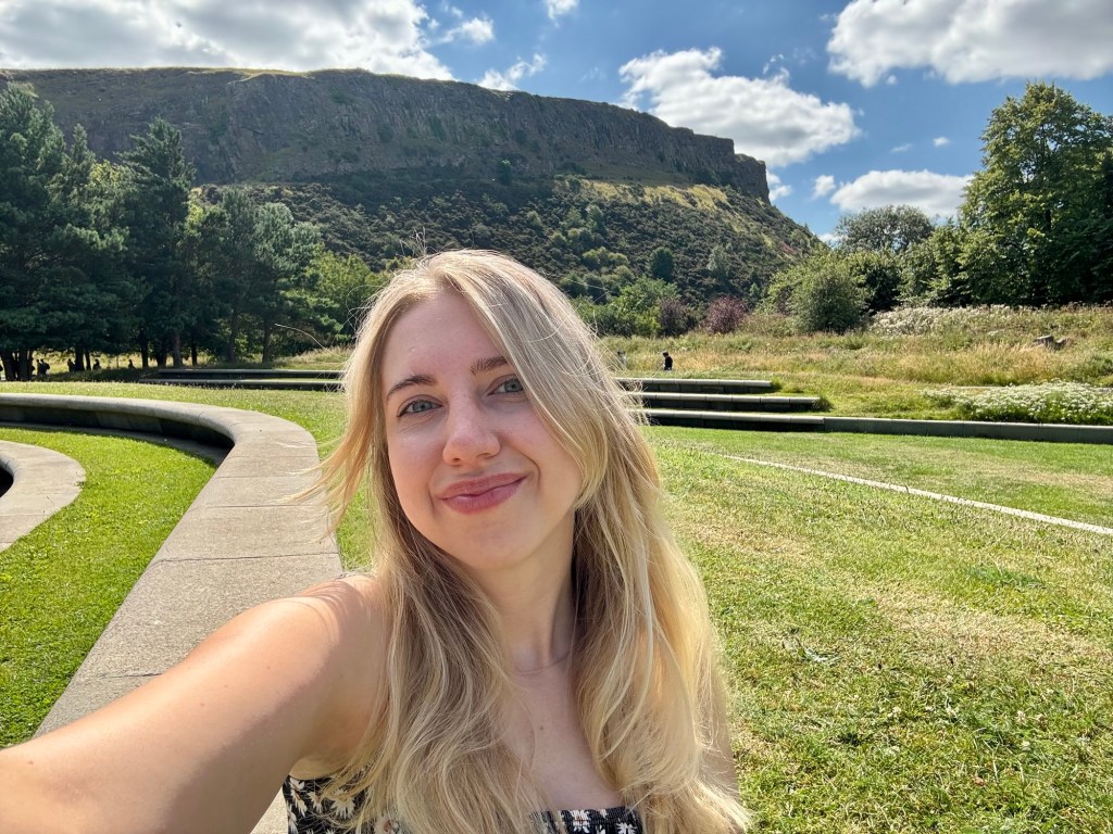 Selfie outside the Scottish Parliament building